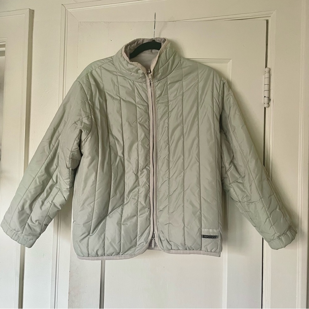 vintage diesel light green winter puffer jacket